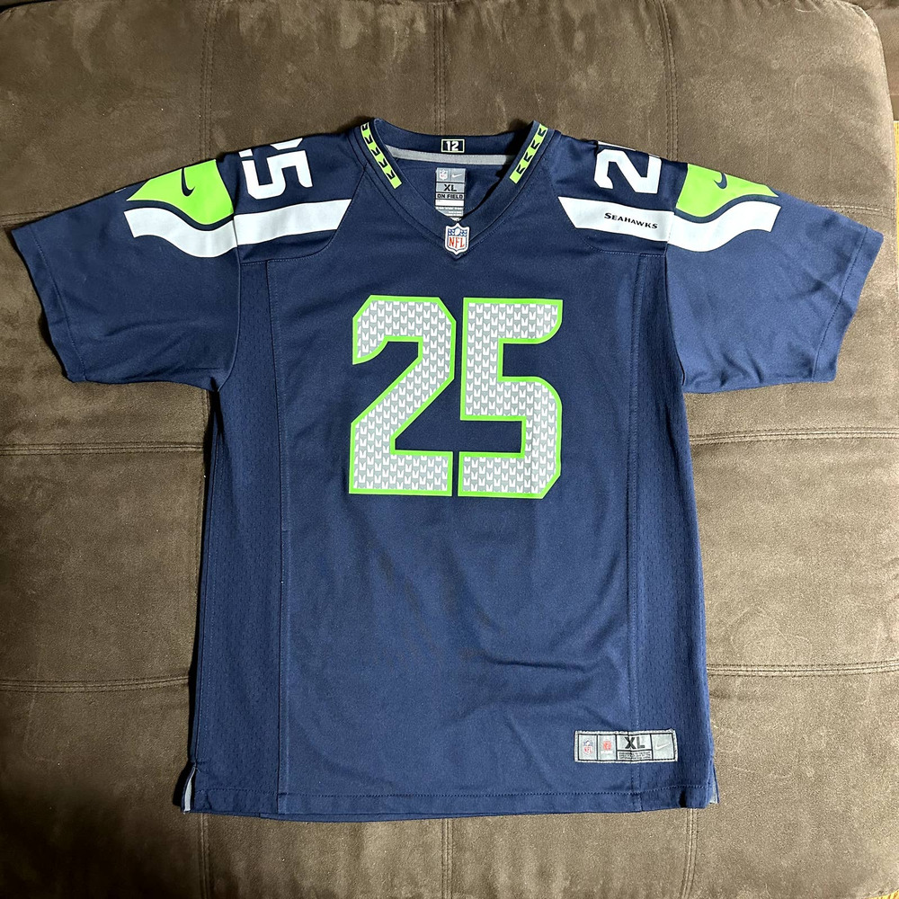 SEATTLE SEAHAWKS NFL NIKE BLUE FOOTBALL JERSEY RICHARD SHERMAN #25 ADULT SM